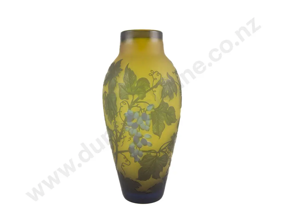 Large Emile Galle Acid Etched Ovoid Glass Vase Image 1++