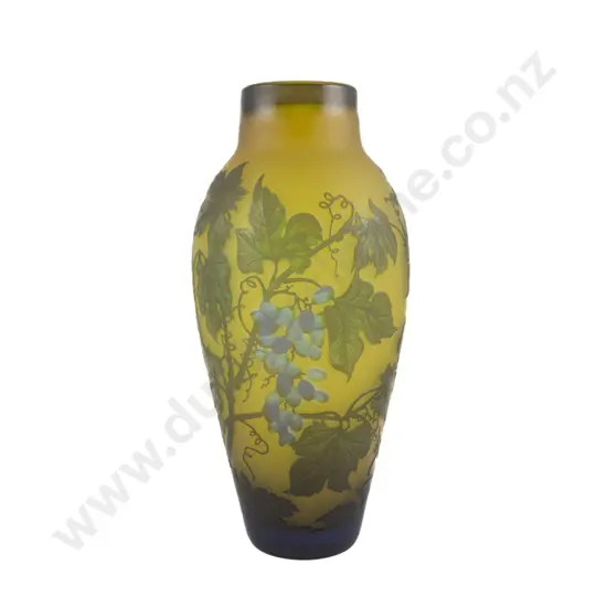 Large Emile Galle Acid Etched Ovoid Glass Vase