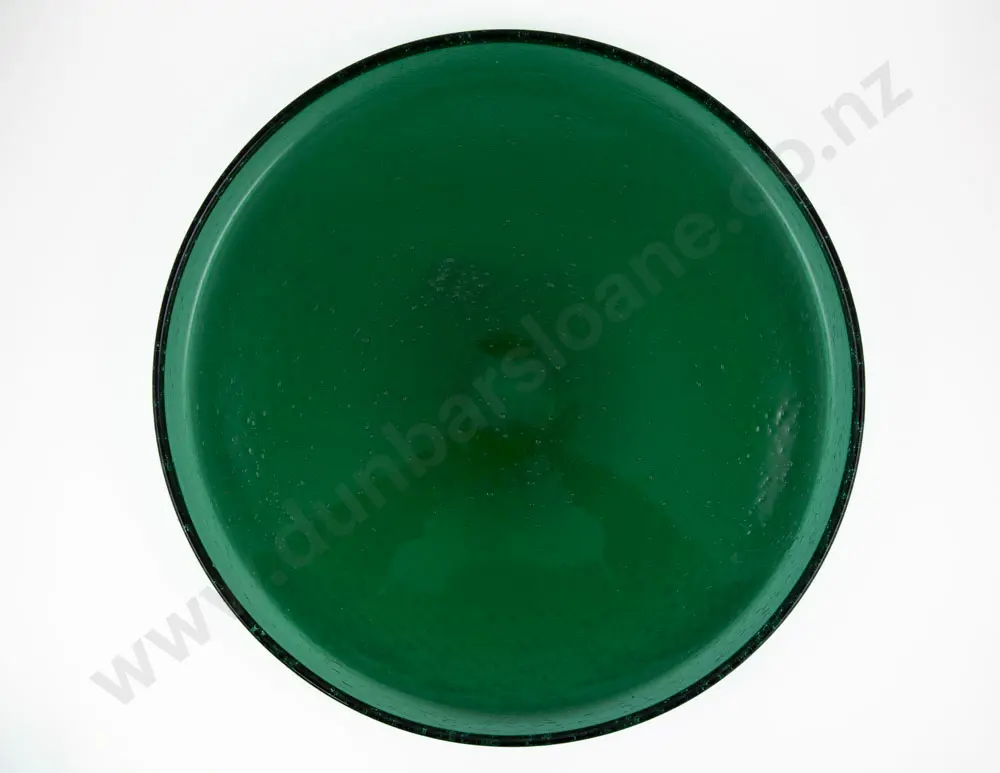 Norwegian Hadeland Green Art Glass Circular Shallow Bowl Image 1++