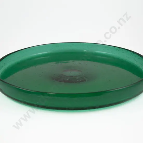 Norwegian Hadeland Green Art Glass Circular Shallow Bowl