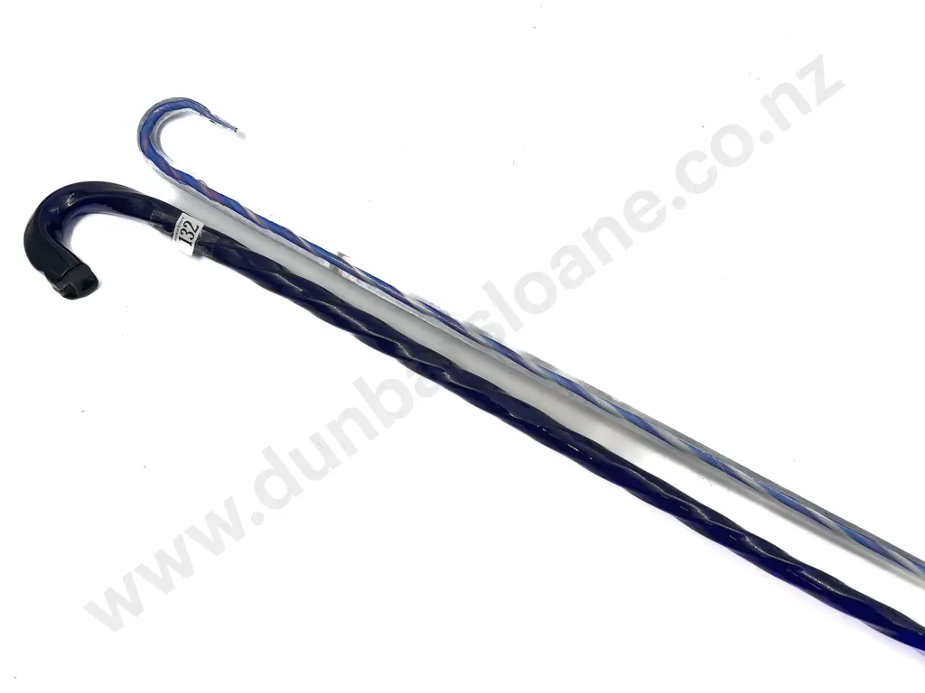 Two Victorian Hand Blown Glass Walking Canes Image 1++