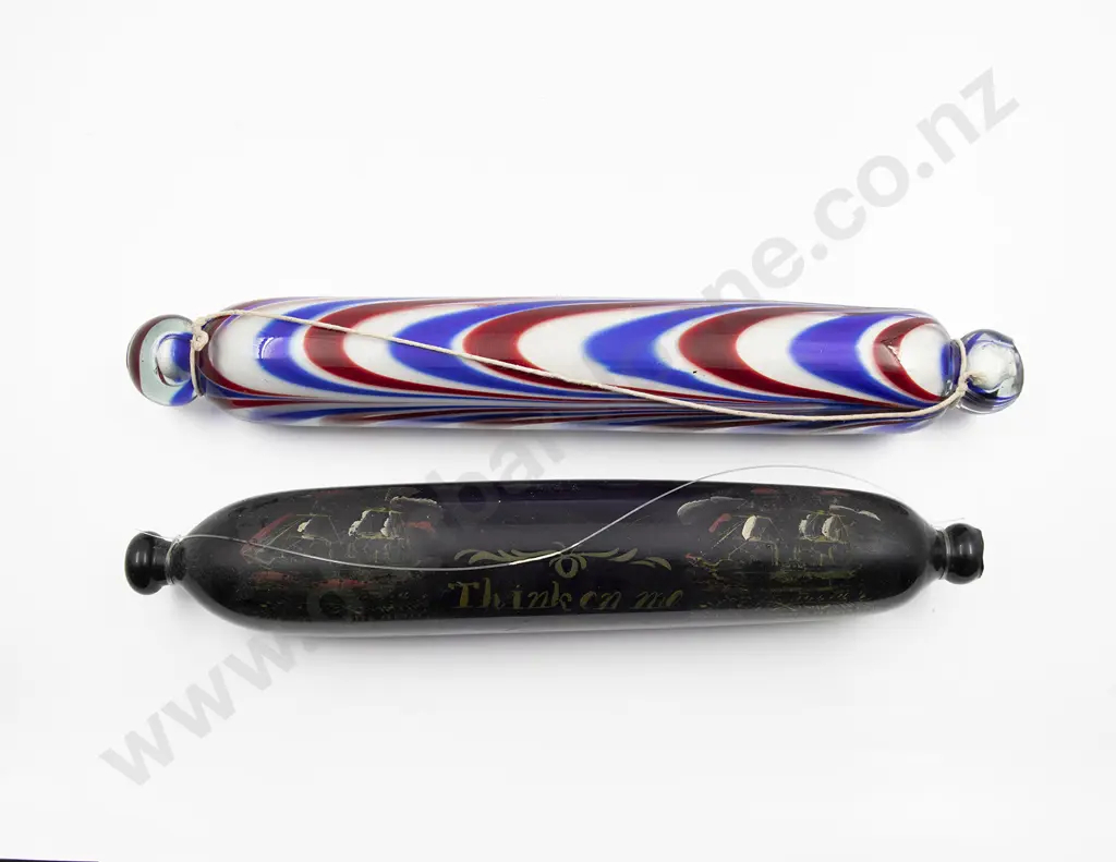 Two Victorian Glass Rolling Pins Image 1++