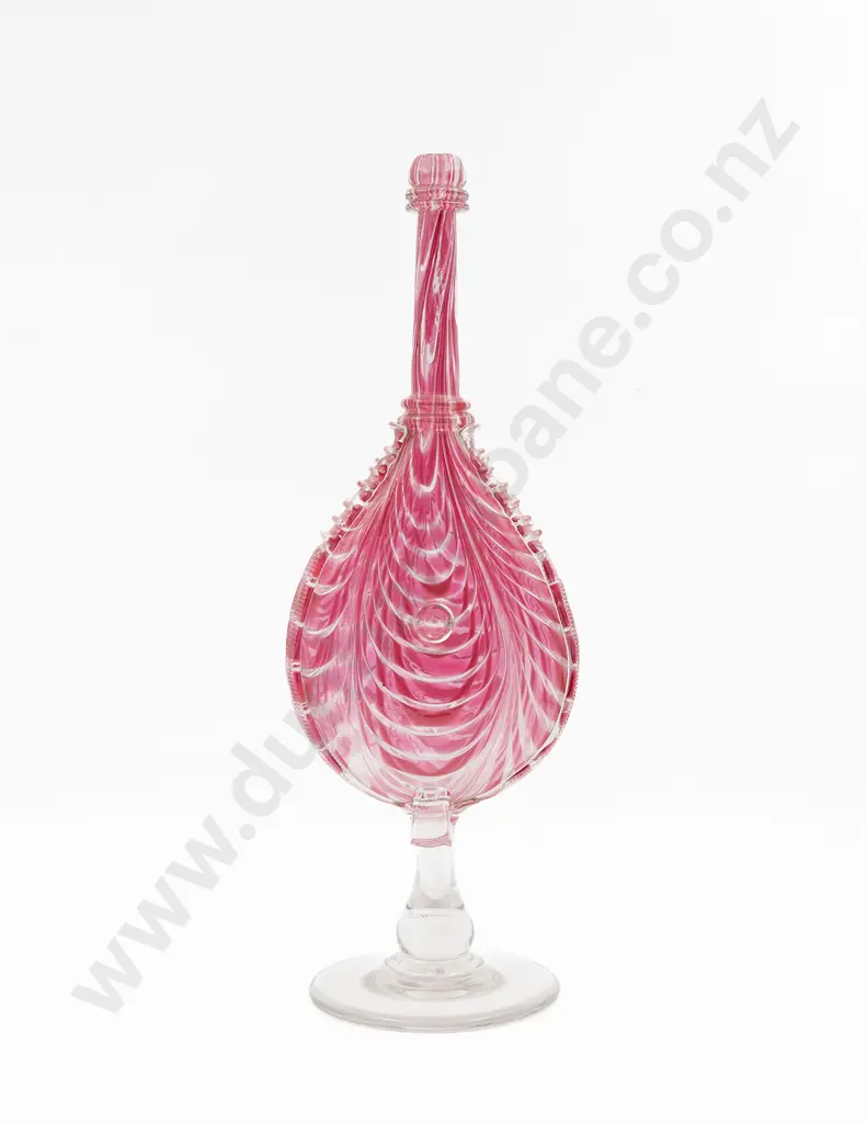 Victorian Nailsea Ware Glass Bellows Flask Image 1++