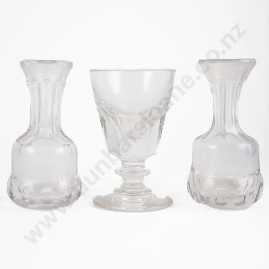 Pair C19th Faceted Glass Toddy Lifters & Toastmasters Glass