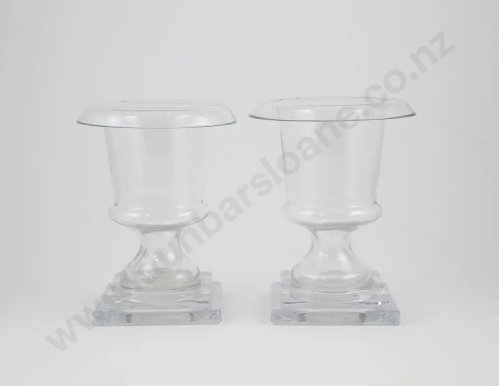 Pair Of Regency Style Campana Shape Glass Vases Image 1++