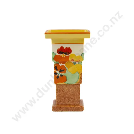 Clarice Cliff Bizarre "Nasturtium" Stepped Square Vase