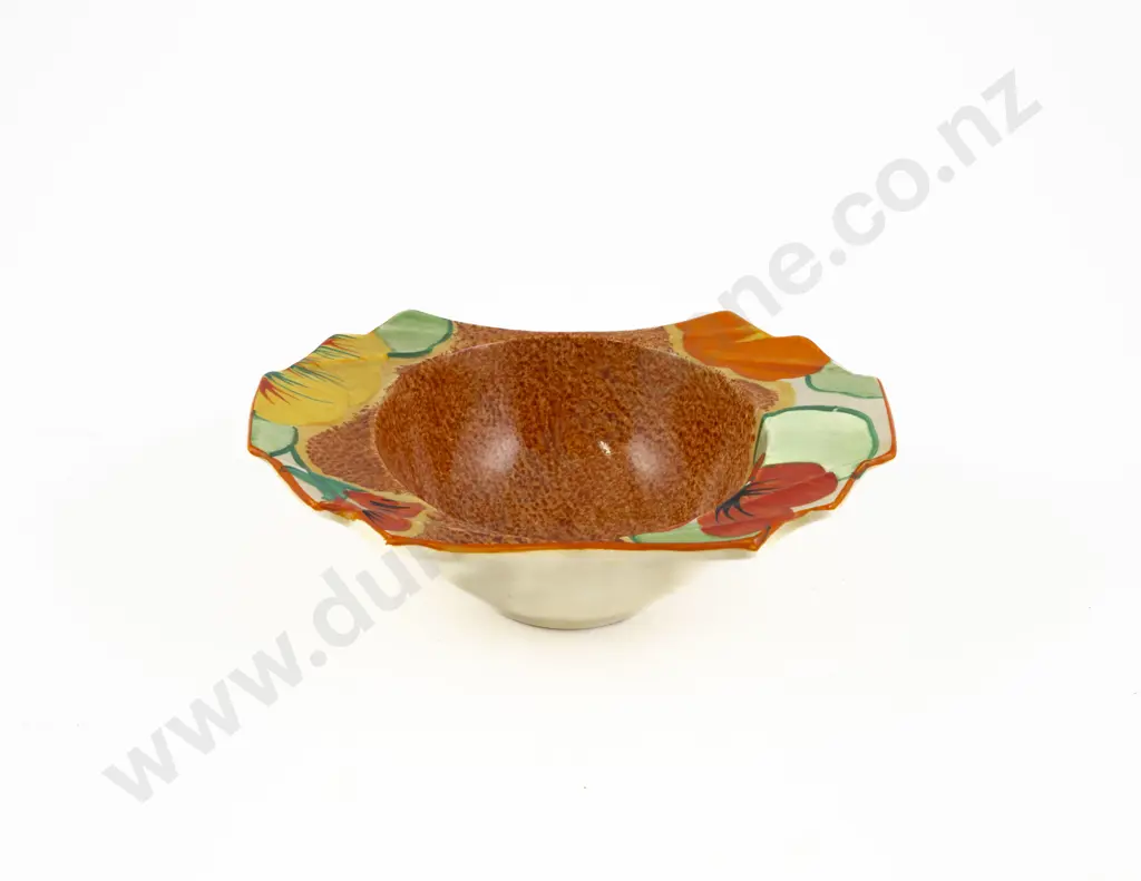Clarice Cliff Bizarre "Nasturtium" Two Handled Bowl Image 1++