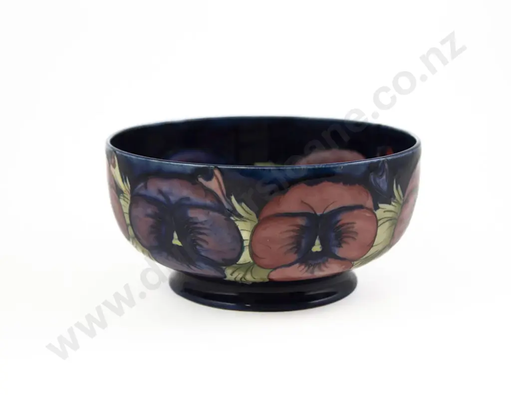 Moorcroft Pansy Pattern Footed Circular Fruit Bowl Image 1++