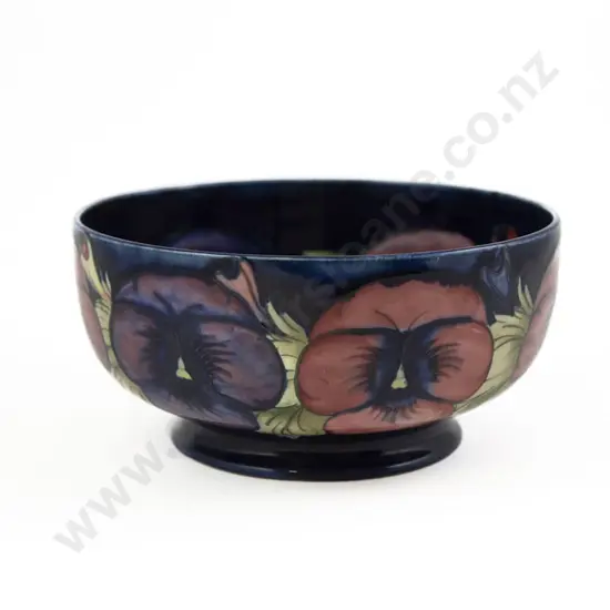 Moorcroft Pansy Pattern Footed Circular Fruit Bowl