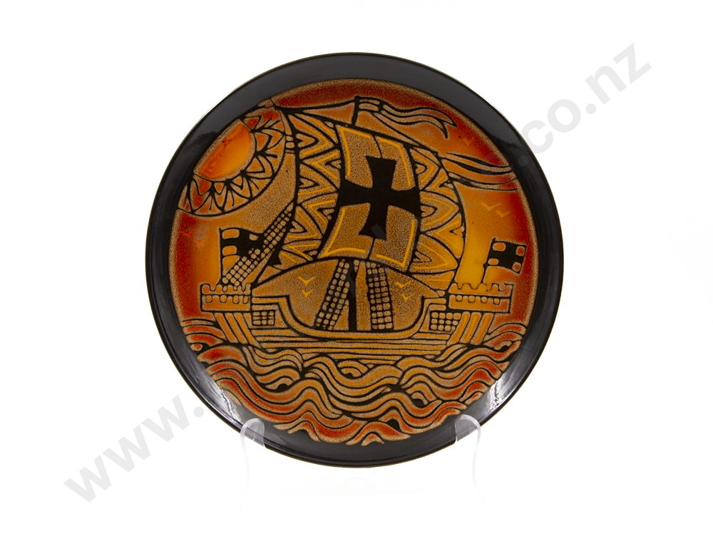 Poole Pottery "Aegean" Galleon Circular Wall Plate Image 1++