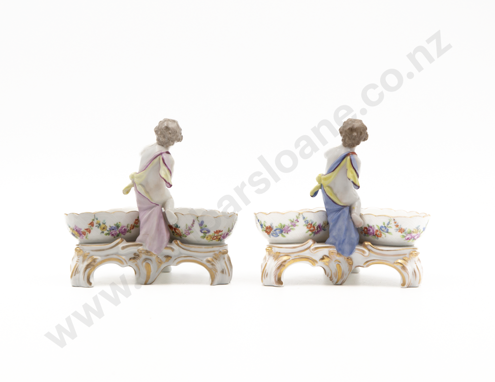Pair Of C19th Berlin Porcelain Cherub Double Salts Image 1++