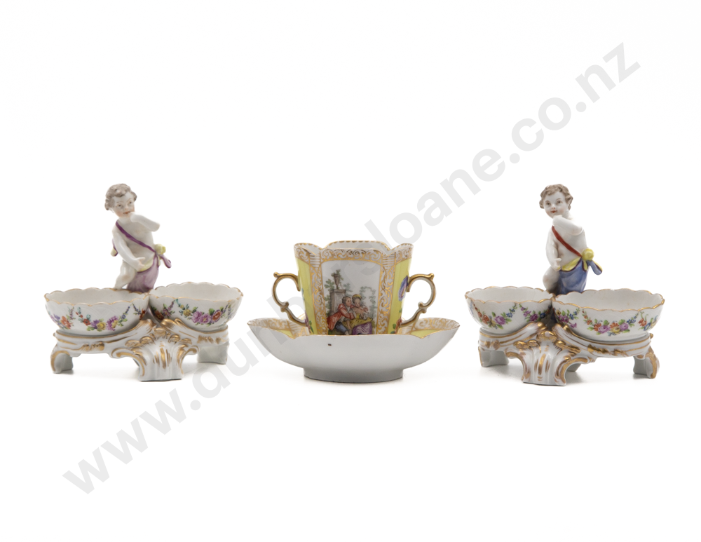 Pair Of C19th Berlin Porcelain Cherub Double Salts Image 1++