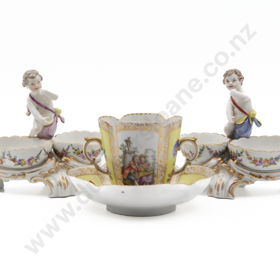 Pair Of C19th Berlin Porcelain Cherub Double Salts