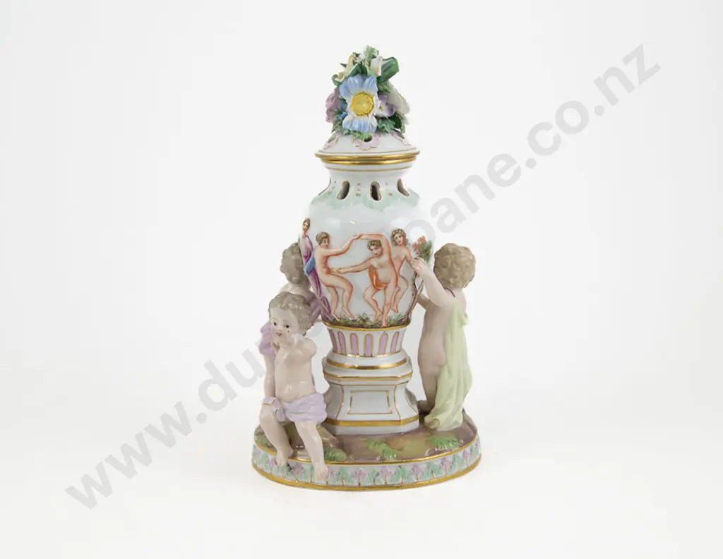 Late C19th Meissen Pot Pourri Vase & Cover Image 1++