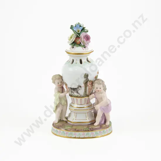 Late C19th Meissen Pot Pourri Vase & Cover