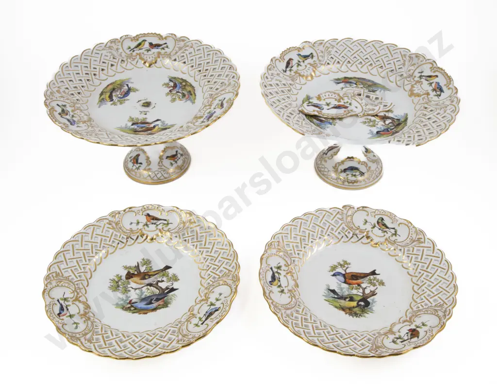 Pair Of C19th Meissen Dessert Comports (1 af) & Plates Image 1++