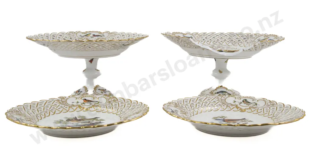 Pair Of C19th Meissen Dessert Comports (1 af) & Plates Image 1++