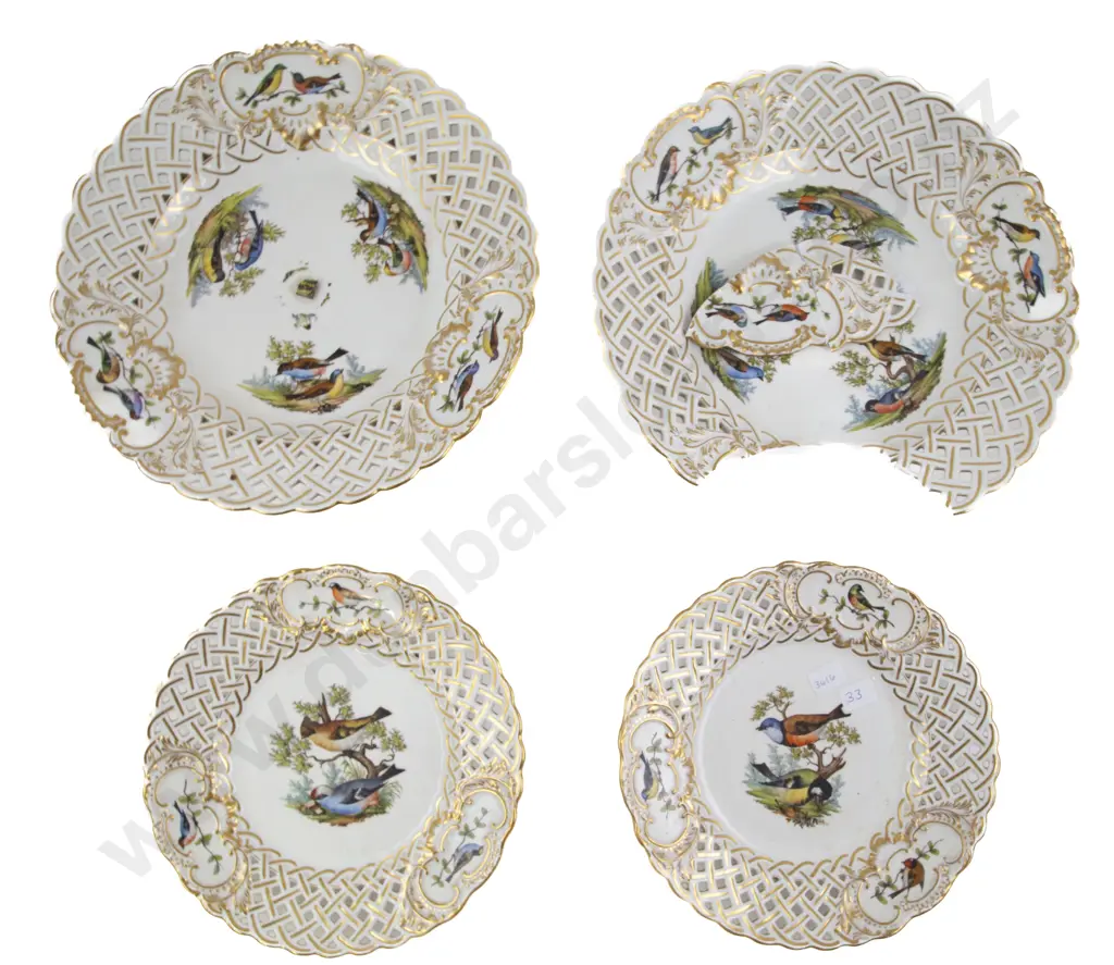 Pair Of C19th Meissen Dessert Comports (1 af) & Plates Image 1++