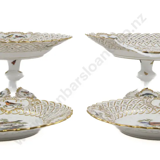 Pair Of C19th Meissen Dessert Comports (1 af) & Plates