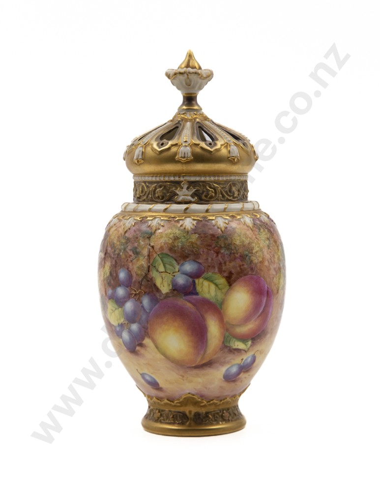 Royal Worcester Hand Painted Pot Pourri Vase & Cover By James freeman Image 1++