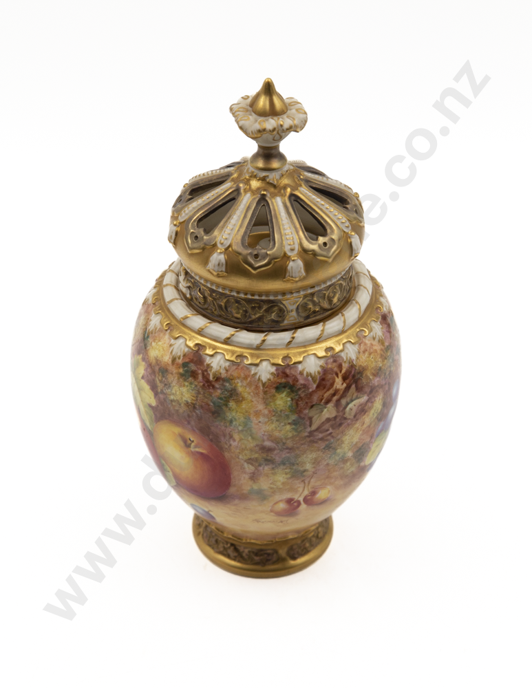 Royal Worcester Hand Painted Pot Pourri Vase & Cover By James freeman Image 1++