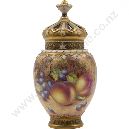 Royal Worcester Hand Painted Pot Pourri Vase & Cover By James freeman