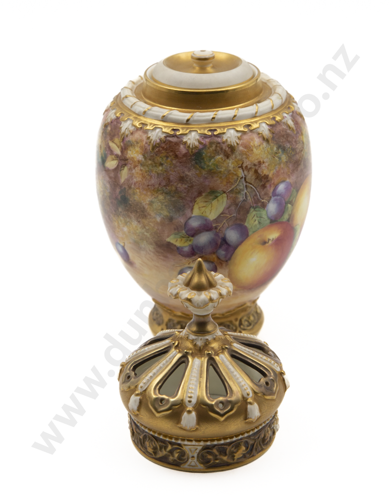 Royal Worcester Hand Painted Pot Pourri Vase & Cover By James Freeman Image 1++