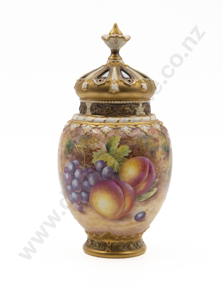 Royal Worcester Hand Painted Pot Pourri Vase & Cover By James Freeman Image 1++