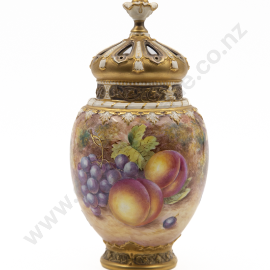 Royal Worcester Hand Painted Pot Pourri Vase & Cover By James Freeman