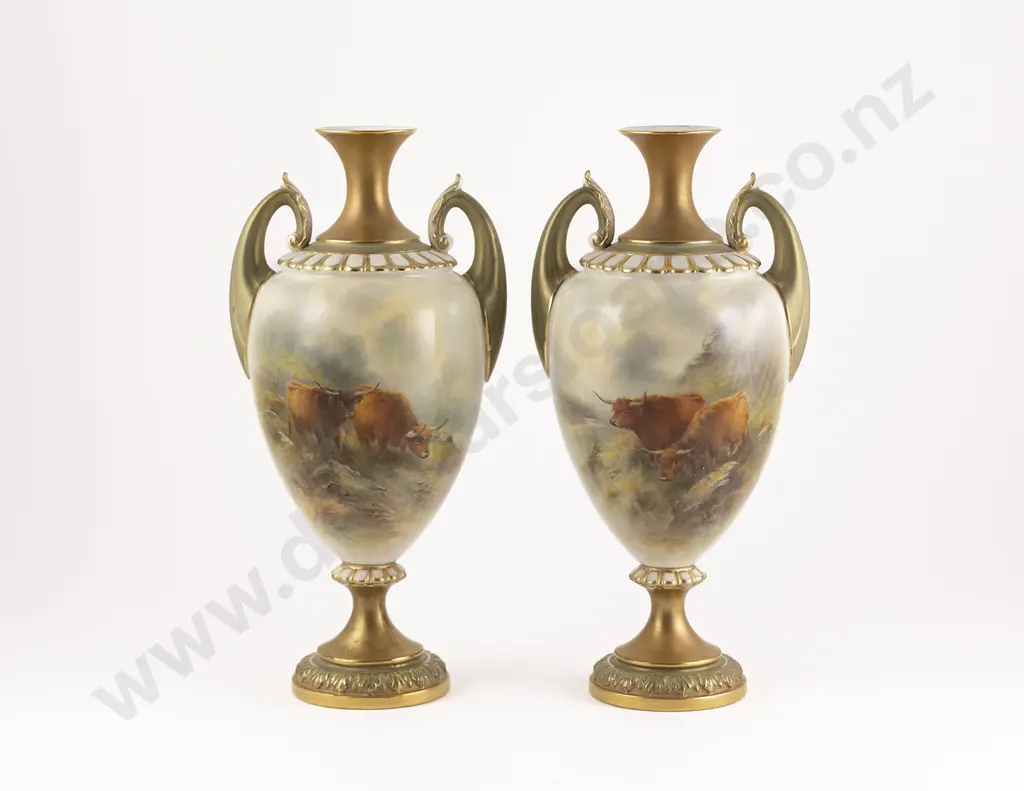 Pair Royal Worcester Specimen Vases Image 1++