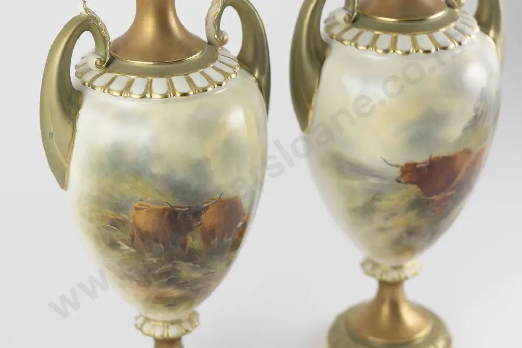 Pair Royal Worcester Specimen Vases Image 1++