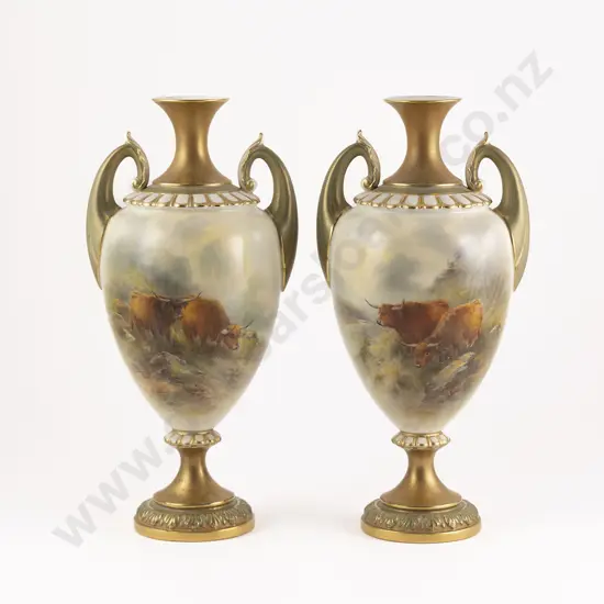 Pair Royal Worcester Specimen Vases