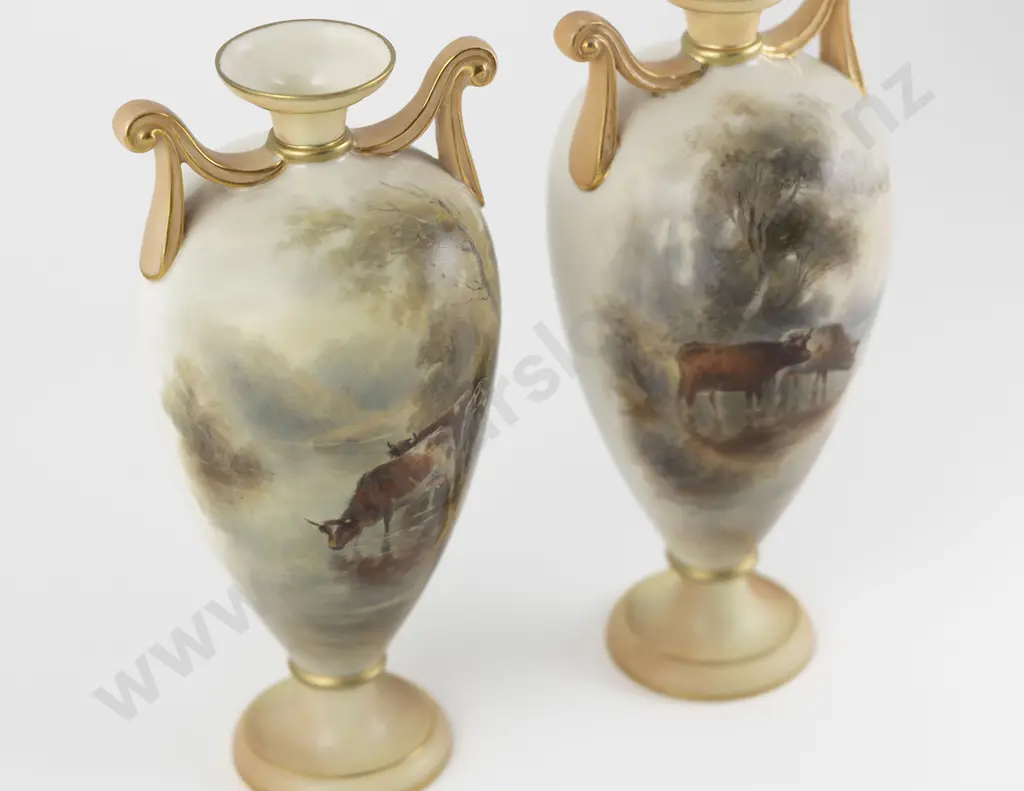 Pair Royal Worcester Specimen Vases Image 1++