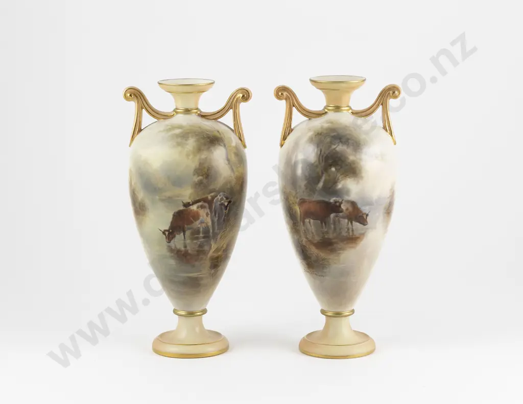 Pair Royal Worcester Specimen Vases Image 1++