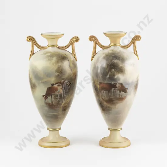 Pair Royal Worcester Specimen Vases