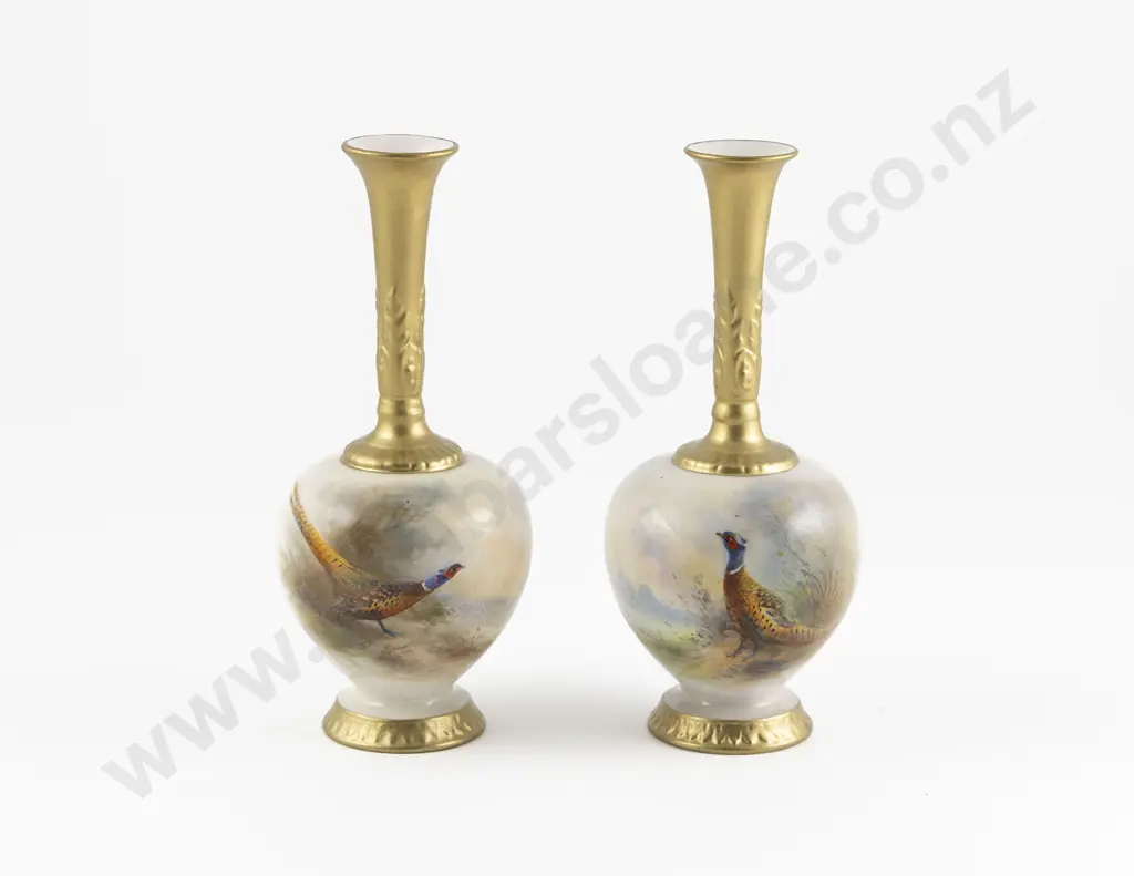 Pair Royal Worcester Specimen Vases Image 1++