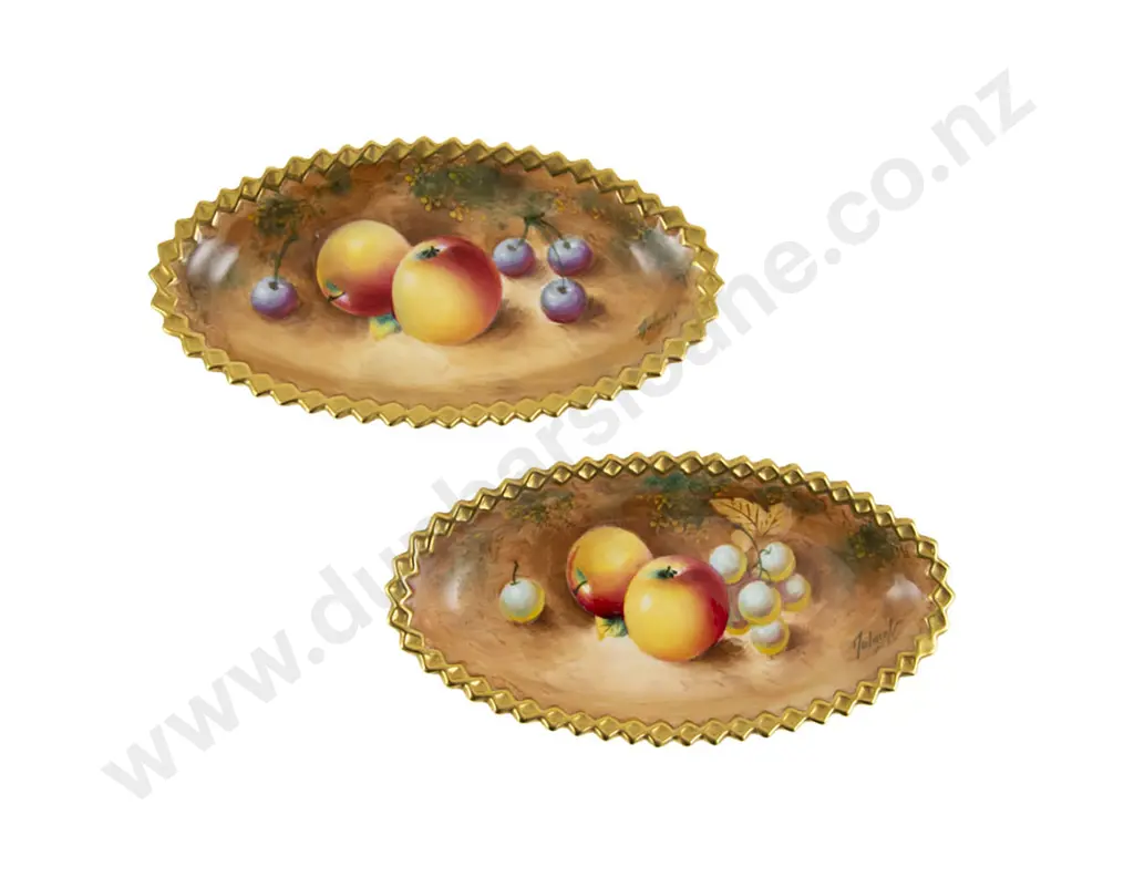 Pair Of Royal Worcester Hand Painted Dishes By Frank Roberts Image 1++