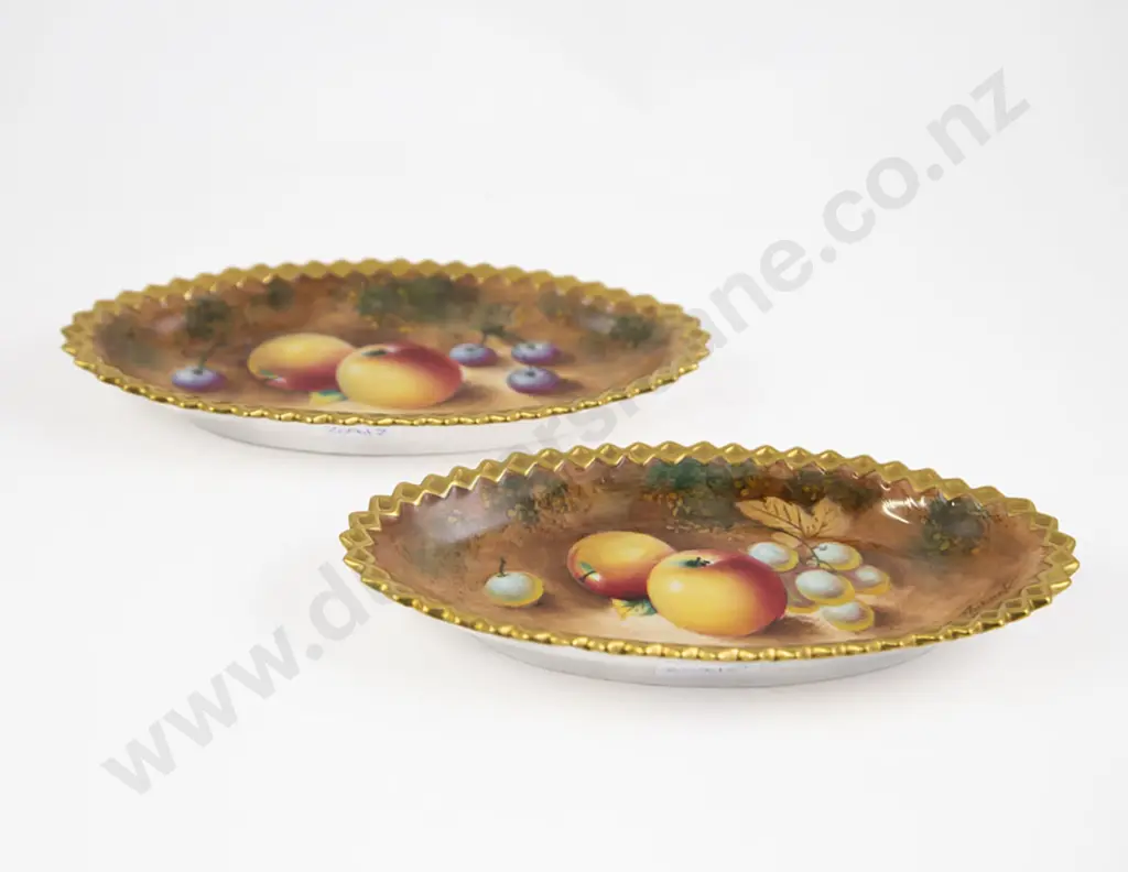 Pair Of Royal Worcester Hand Painted Dishes By Frank Roberts Image 1++