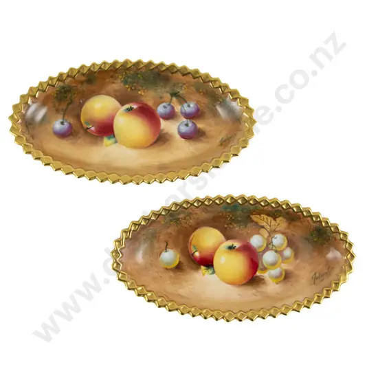 Pair Of Royal Worcester Hand Painted Dishes By Frank Roberts