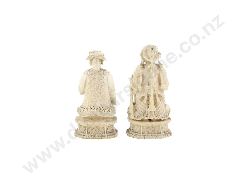 Small Pair Of Antique Ivory Emperor & Empress Figures Image 1++