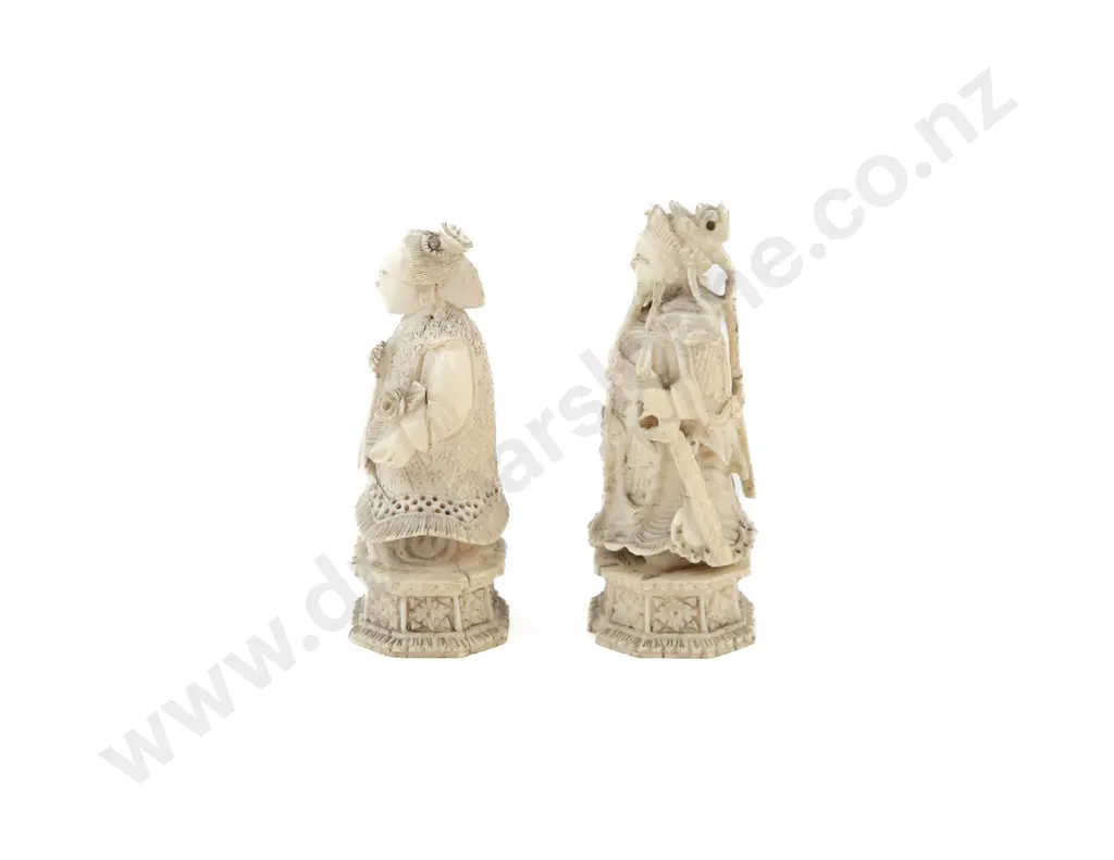Small Pair Of Antique Ivory Emperor & Empress Figures Image 1++
