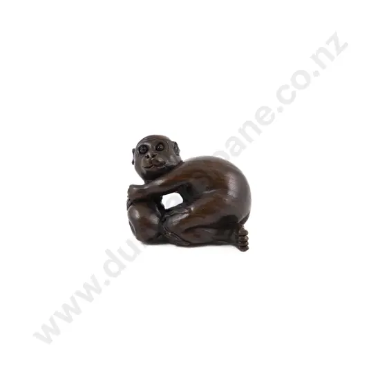 Japanese Hardwood Netsuke Of A Monkey