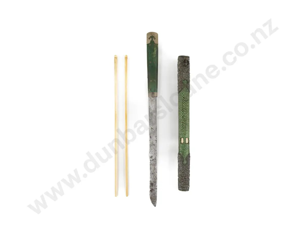Japanese Meiji Period Shagreen Cased Travelling Knife & Chopstick Set Image 1++