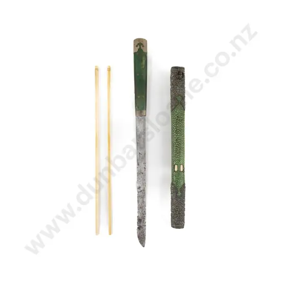 Japanese Meiji Period Shagreen Cased Travelling Knife & Chopstick Set