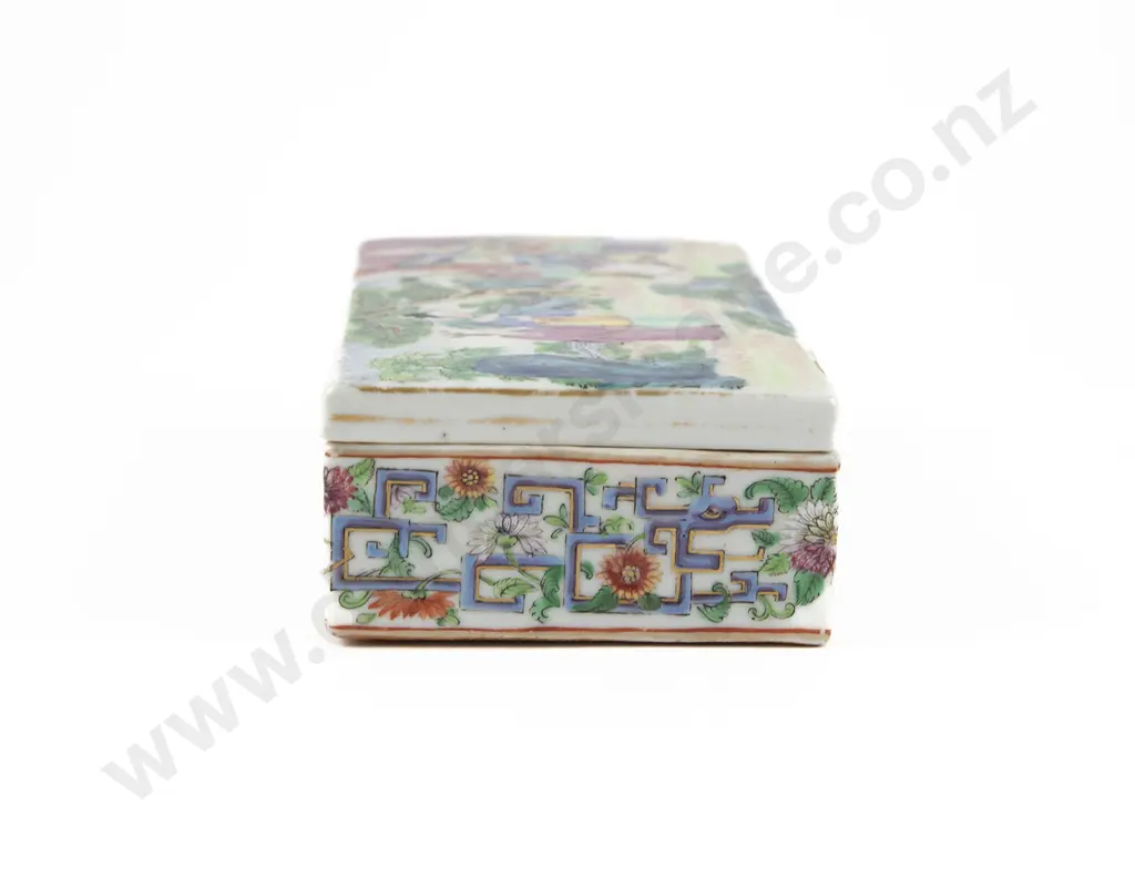 Late C19th Cantonese Famille Rose Export Ware Pen Box Image 1++
