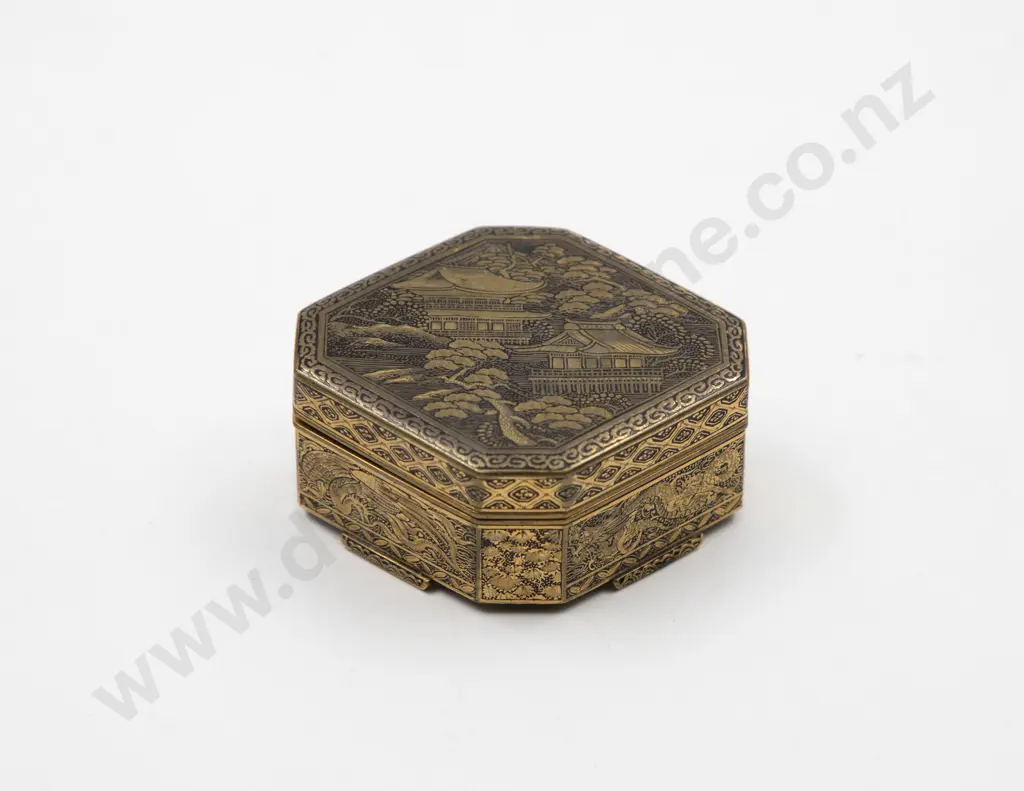 Japanese Meiji Period Shakido Damascene Trinket Box Image 1++