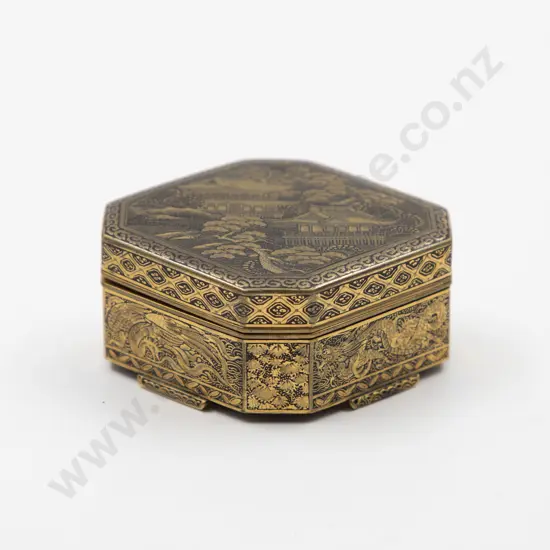 Japanese Meiji Period Shakido Damascene Trinket Box