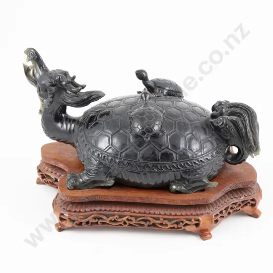 Chinese Spinach Jade Dragon Turtle Ornament