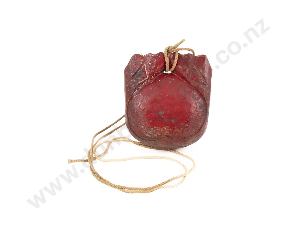 Asian Red Painted Wooden Bell Image 1++