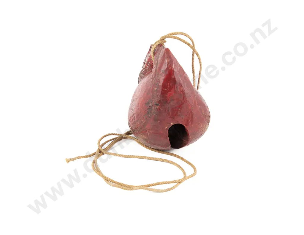 Asian Red Painted Wooden Bell Image 1++